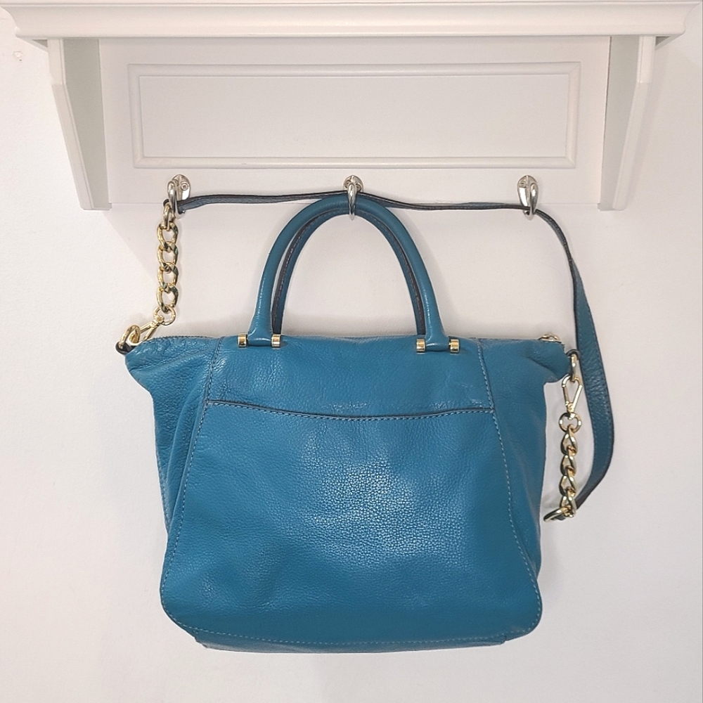 Michael Kors Large Fulton TZ Pebbled Leather Satchel in Deep Turqouise - Picture 3 of 16